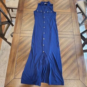 Michaels Kors Nautical Slinky Dress Blue and Gold Small